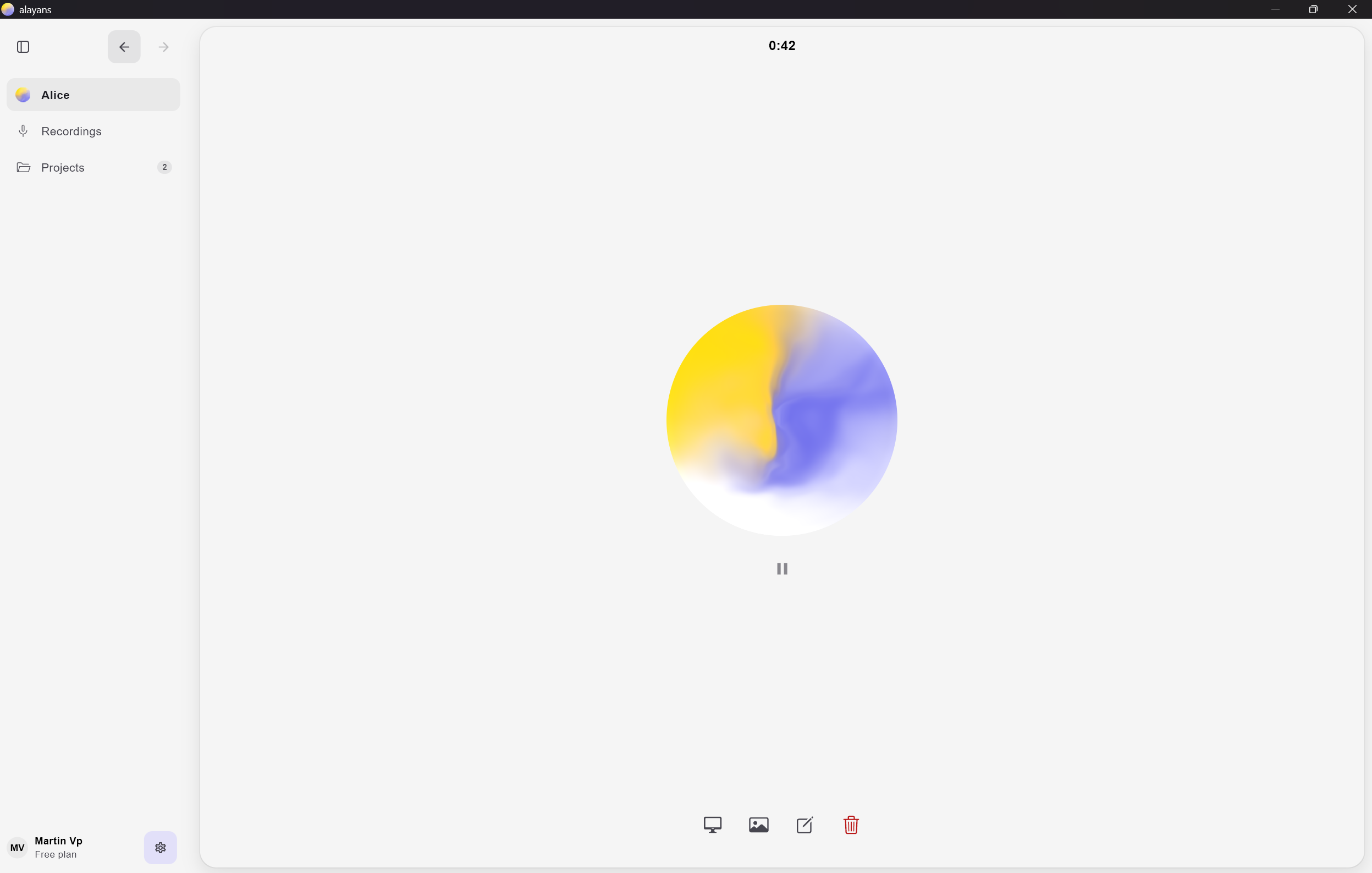 alayans desktop app recording a meeting without a meeting bot
